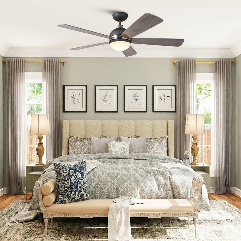 52-inch Graphite Wooden Modern Ceiling Fan with Light and Remote - Timber Gray