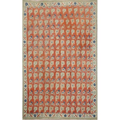 Hand Knotted Oriental 100% Wool Carpet Traditional All-Over Oranges & Rust Tabriz Area Rug - 4' 7'' X 3' 0''
