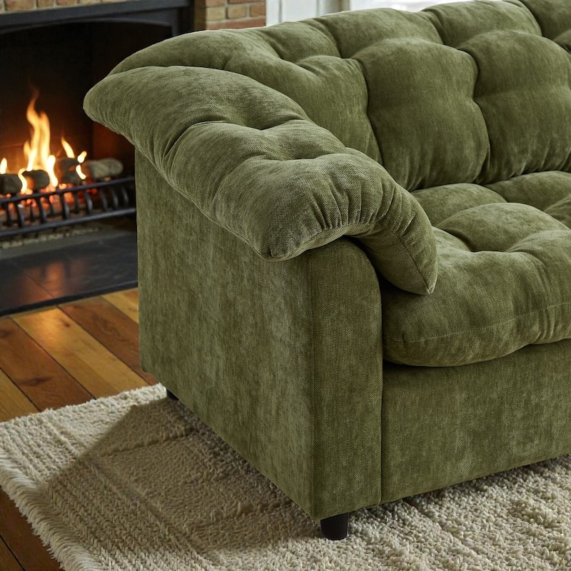 94.8" Chenille Deep Seat Sofa, Modern Cloud-Like Upholstered 3-Seater Couch for Living Room, Bedroom, Office & Apartments