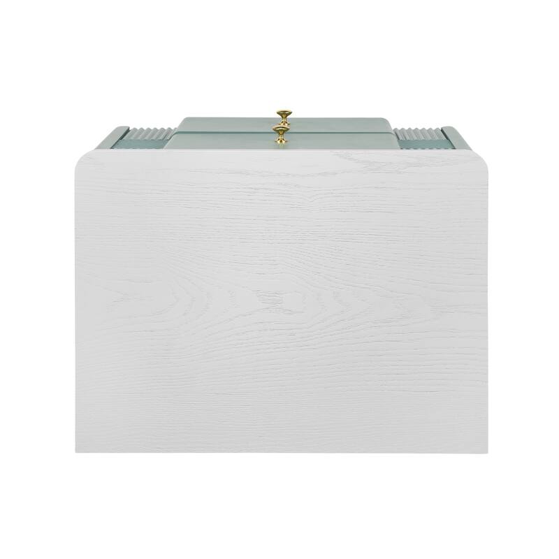 Fluted Nightstand with Metal Handles and Legs, Storage Cabinet with 2 Drawers, Multi-functiona Sofa Side Table