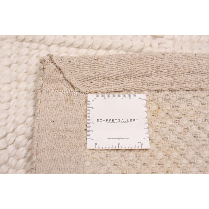 ECARPETGALLERY Braided Weave Sienna Cream Wool Rug - 2'4 x 7'10