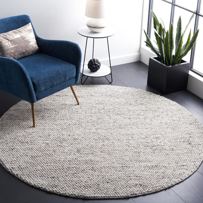SAFAVIEH Handmade Natura Gerta Wool Rug - 6' Round - Light Grey/Ivory - Round