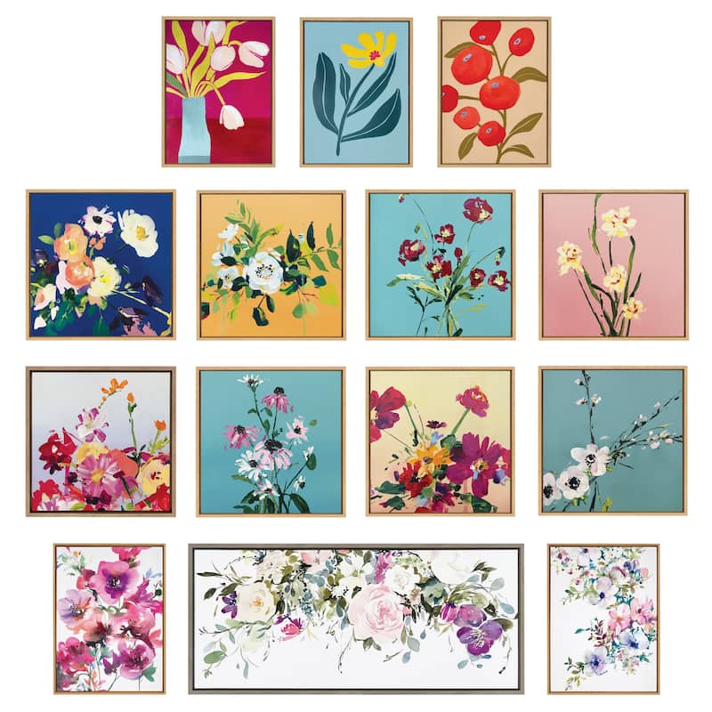 Kate and Laurel Sylvie Spring Floral 1 Framed Canvas by Emma Daisy
