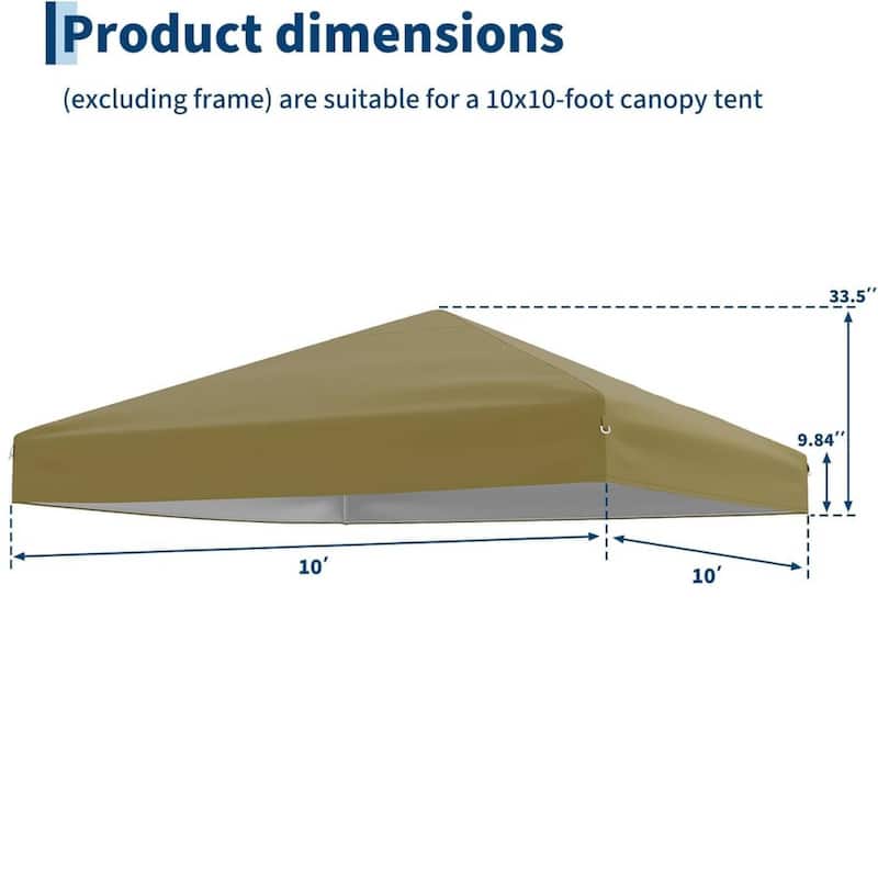 10x10ft Waterproof Pop Up Canopy Tent Replacement Top for Outdoor Garden Patio Sun Shade (Top Only) - N/A