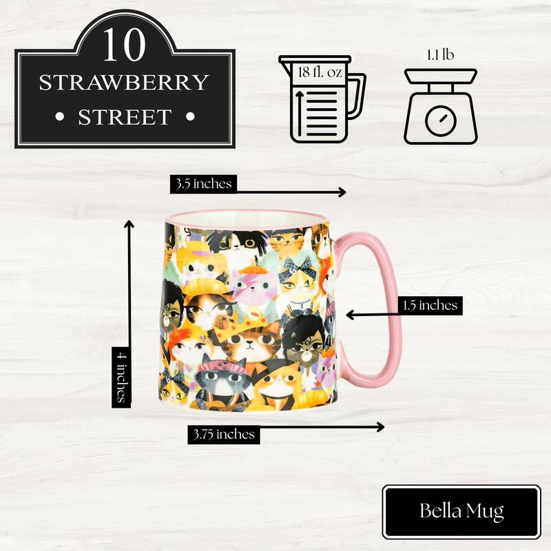 10 Strawberry Street Bella Animal Mugs, Set of 4
