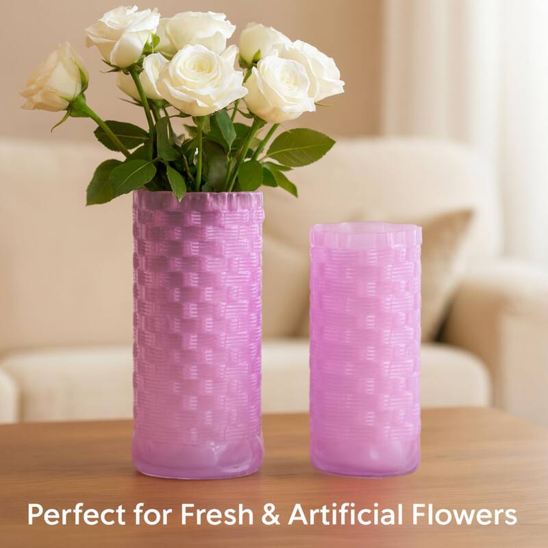 Aria Home Tall Speckled Sandstone Ceramic Oblong Table Vases Set of 2