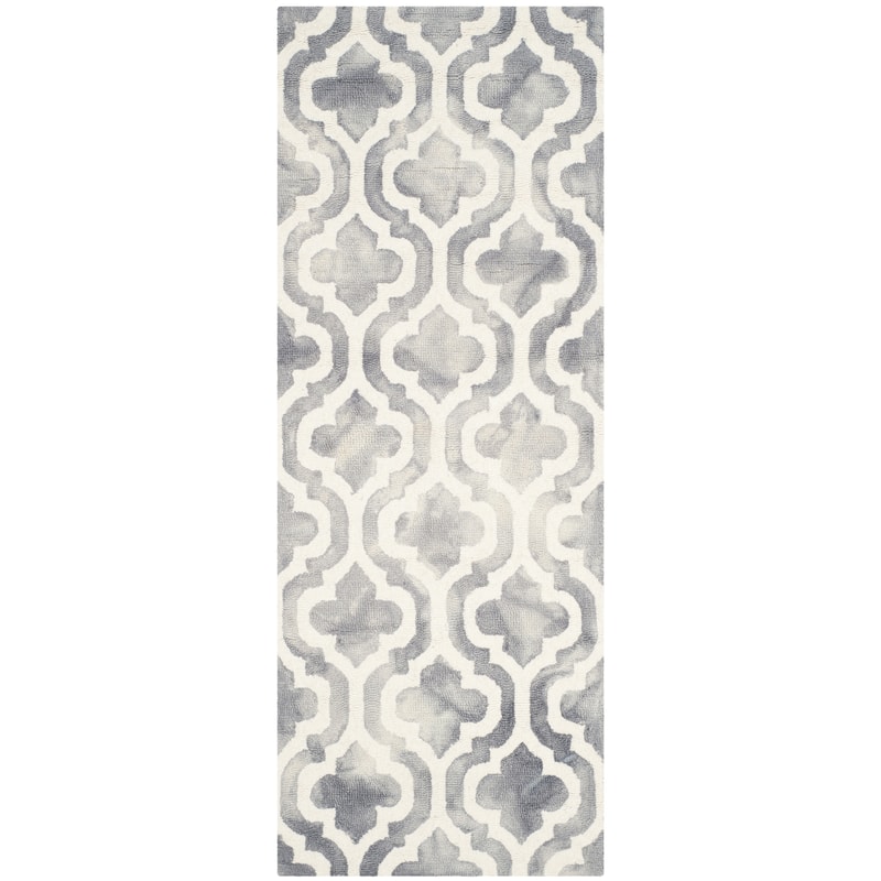 SAFAVIEH, Handmade Dip Dye Liia Watercolor Vintage Boho Wool - 2' 3" x 12' - Grey/Ivory