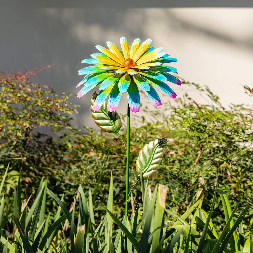 Glitzhome 41"H Garden Metal Flower Yardstake