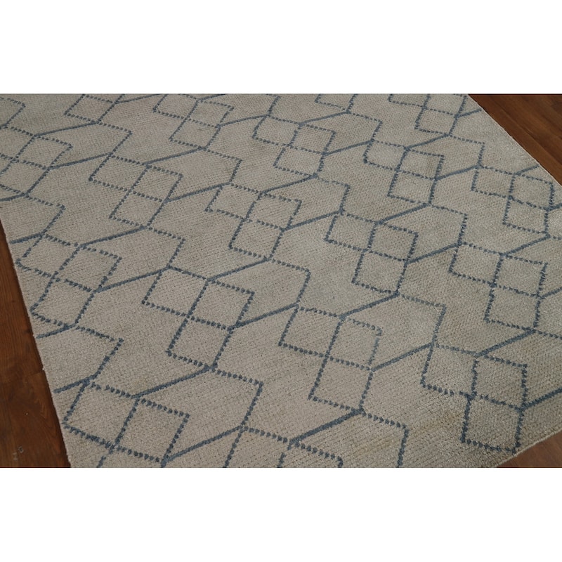 Contemporary Moroccan Oriental Area Rug Handmade Wool Carpet - 5'0" x 7'11"