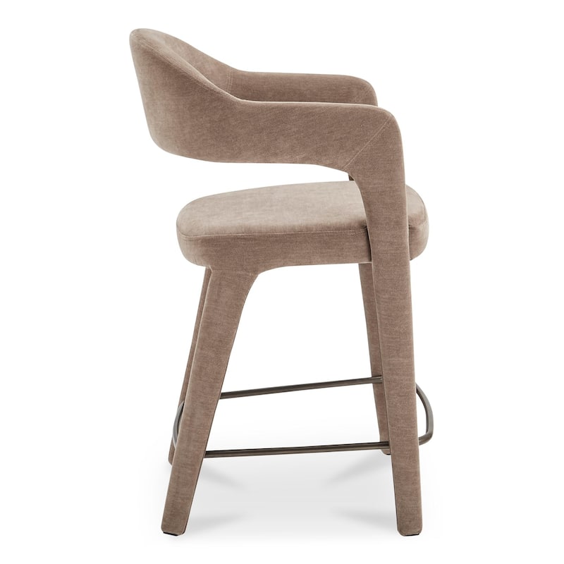 NADAAL STUDIOS Bryn, Upholstered Counter Stool with Open Barrel Back - 23.6"W x23.3"D x39"H