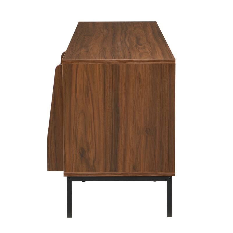 Farmhouse TV Stand for TVs up to 75 Inches, Sliding Doors TV Cabinet TV Console Table for Living Room