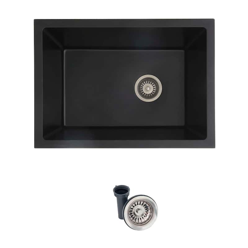 STYLISH 25 inch Single Bowl Dual Mount Composite Granite Utility Sink