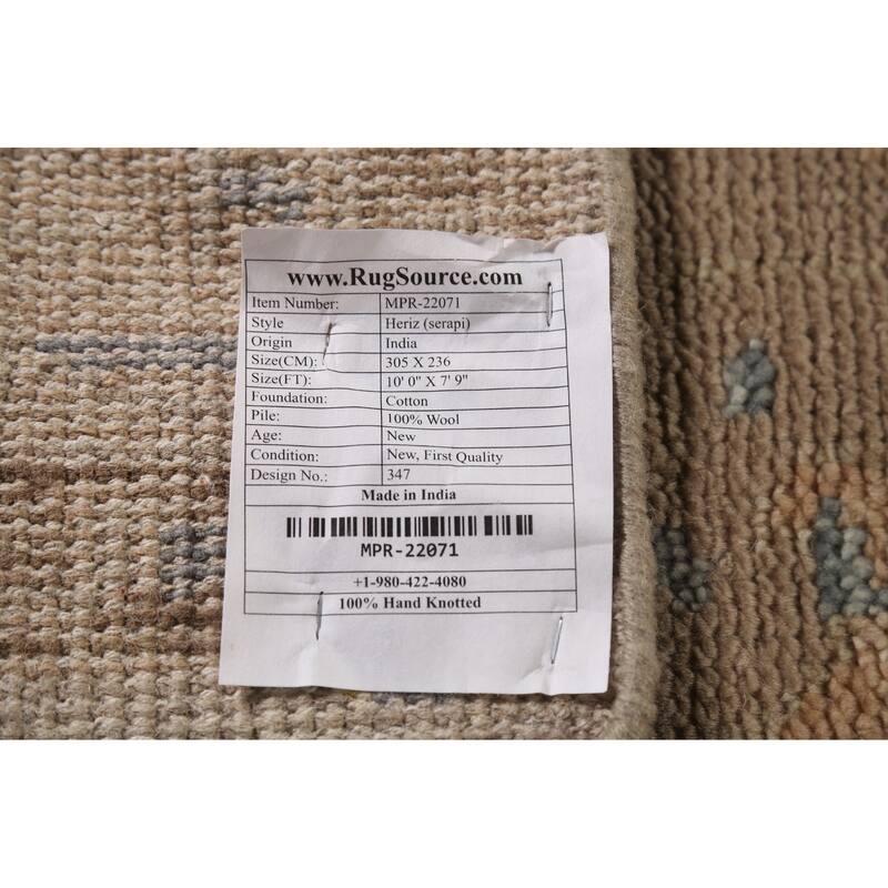 Heriz Serapi Indian Area Rug Handmade Wool Carpet - 7'9"x 10'0"