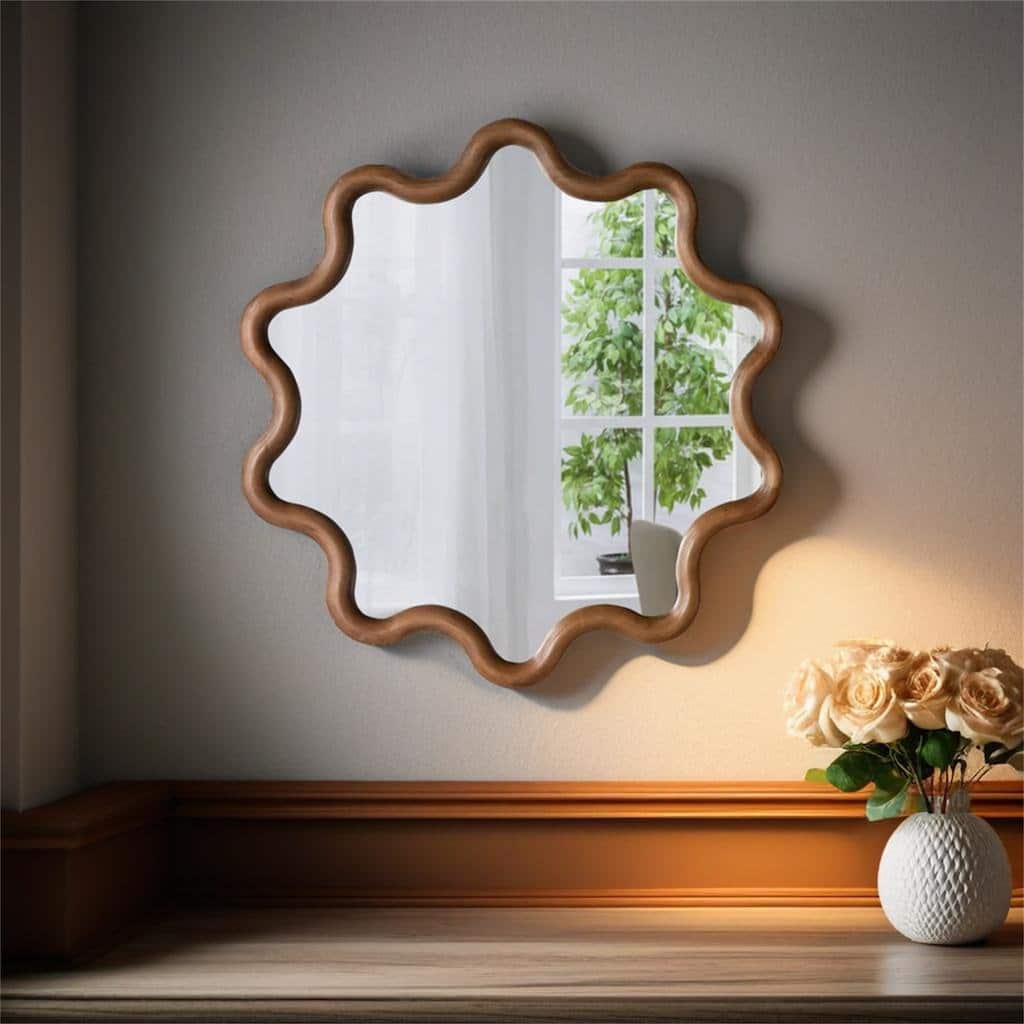 Wooden Accent Mirror with Unique Frame