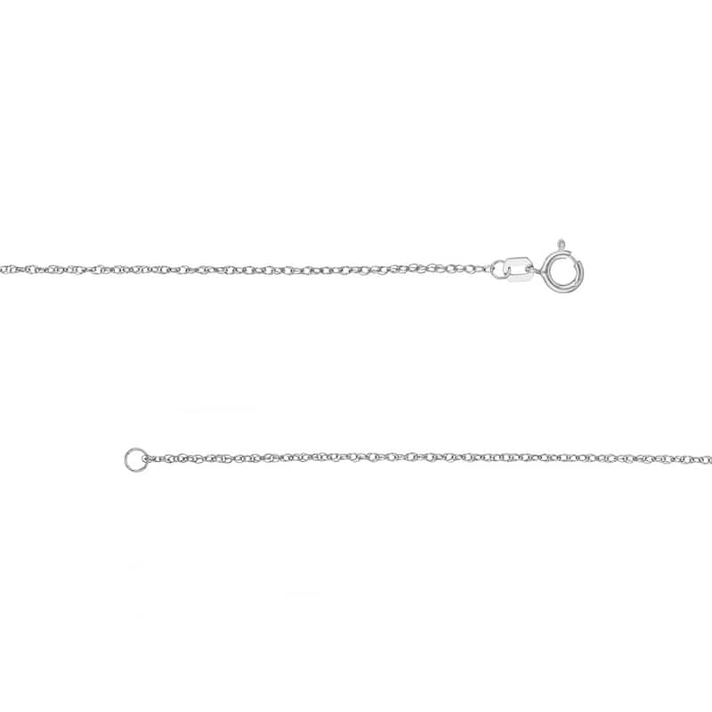 Curata 10k White Gold 1.2mm Light Weight Rope Chain Necklace (Spring Ring)