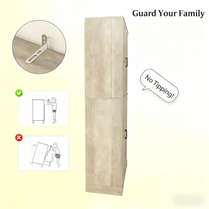 Tall Pantry Cabinet with Barn Doors - Kitchen Storage with Adjustable & Door Shelves