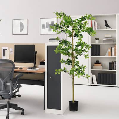 GDFStudio - Marcellus 6FT Polyscias Fruticosa Faux Silk Tree with Collapsible Tung Trunk