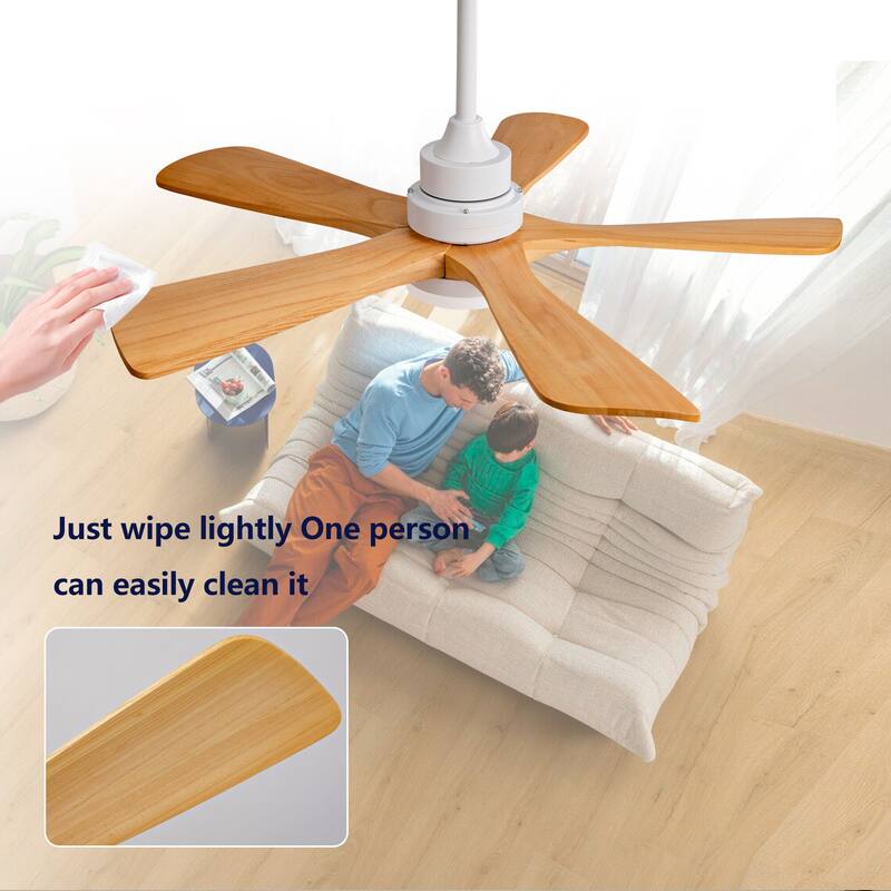 42/52 Inch Ceiling Fan,Electric Fan with Lights & Remote Control,Dimmable 3-Color LED
