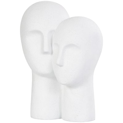 Polystone People Head Sculpture with Speckled Detailing - White - Roche River Decor - 9"W x 12"L x 17"H