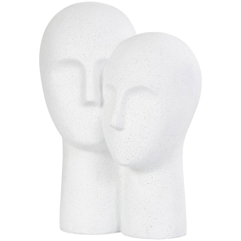Polystone People Head Sculpture with Speckled Detailing - White - Roche River Decor - 9"W x 12"L x 17"H