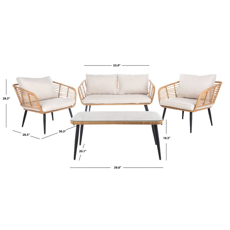 SAFAVIEH Outdoor Lilianna 4-Piece Patio Set - 54W x 28D x 29H