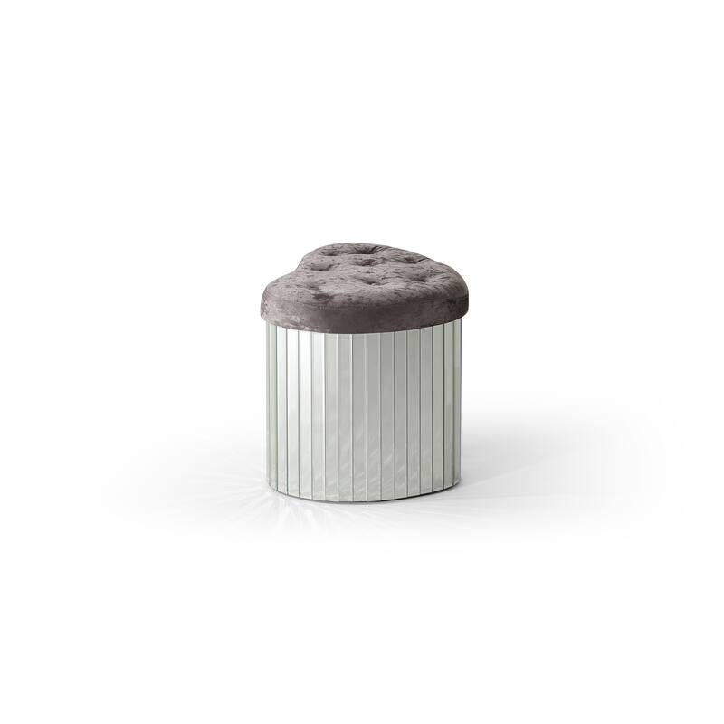 Decor Brownish Gray Heart Shape Velvet Upholstered Ottoman
