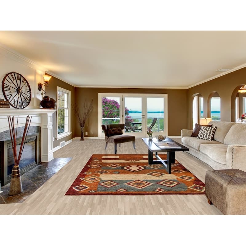 Hand Knotted Oriental 100% Wool Carpet Modern Tribal Oranges & Rust Moroccan Area Rug - 9' 11'' X 6' 8''