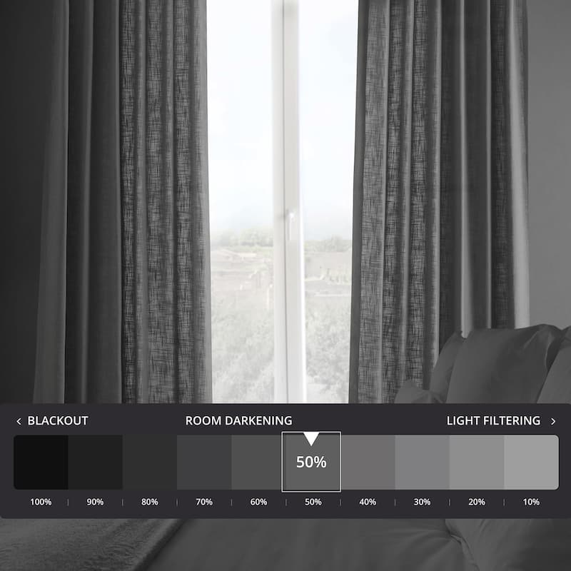 Exclusive Fabrics Heavy Faux Linen Light Filtering Curtains For Bedroom, Living Room (1 Panel)