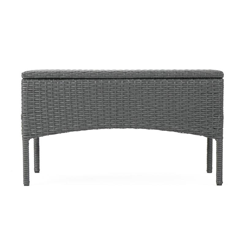 Orry 4pc Outdoor Table Set, 1 Loveseat, 2 Accent Chairs, Dark Gray Finish