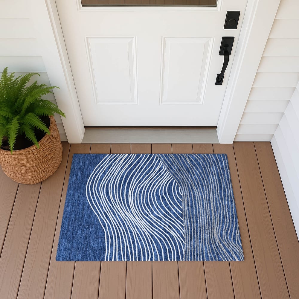 Machine Washable Indoor/ Outdoor Modern Arches Chantille Rug