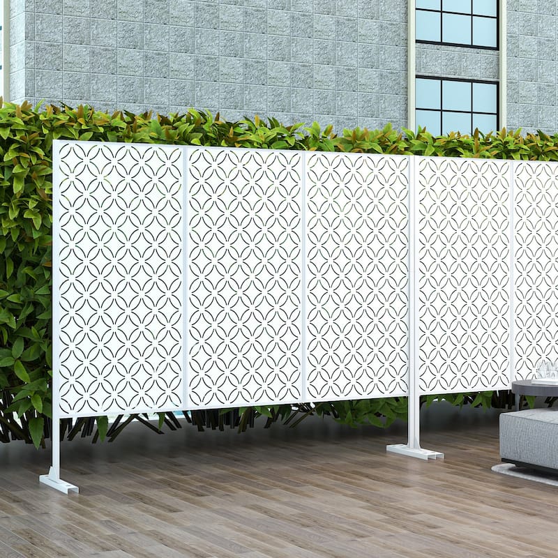 Metal Privacy Screen Wall Decoration Free Standing-6.3 ft. H X 4 ft. W