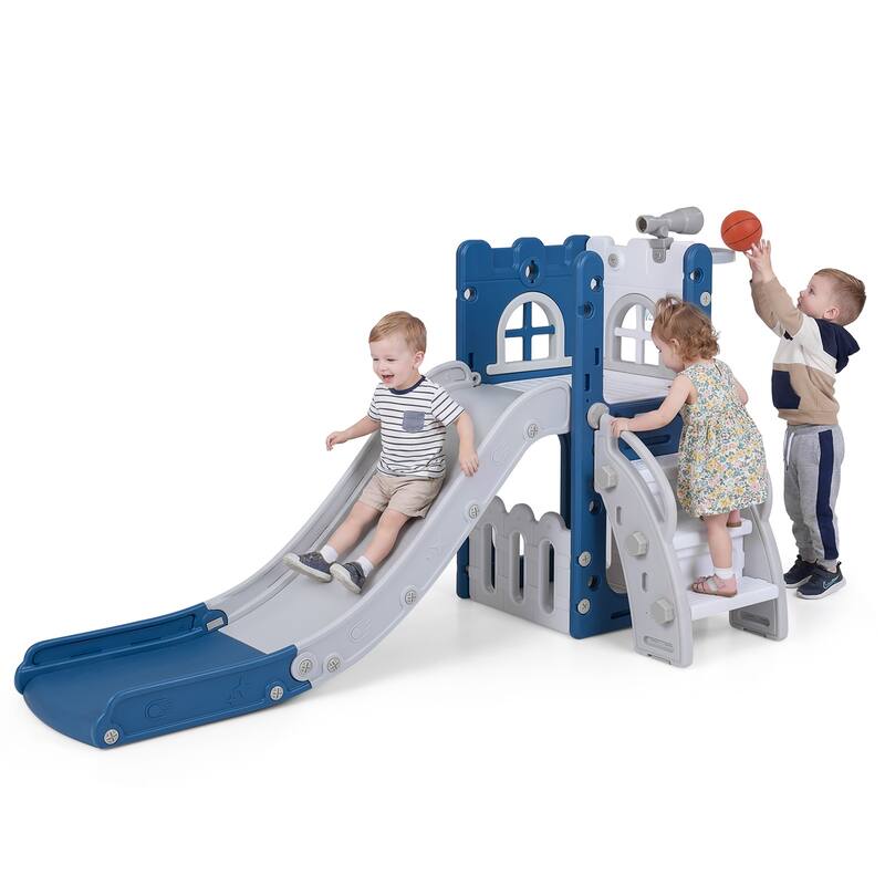 Costway 6 in 1 L-shaped Toddle Slide for Toddlers Age 1-3 Baby Slide