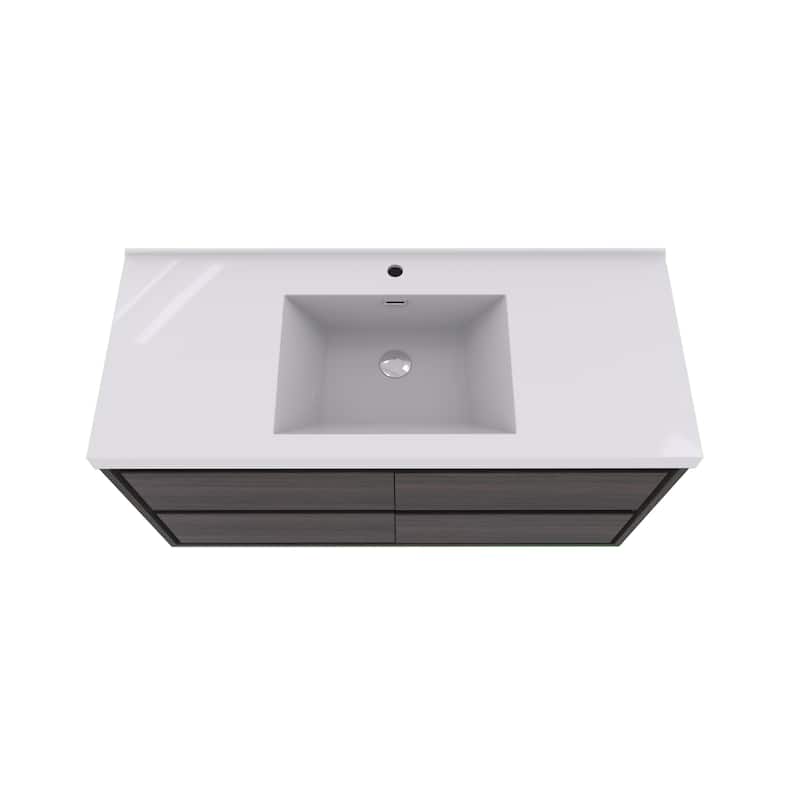 Sage 60" wall mounted bathroom vanity with single basin acrylic top
