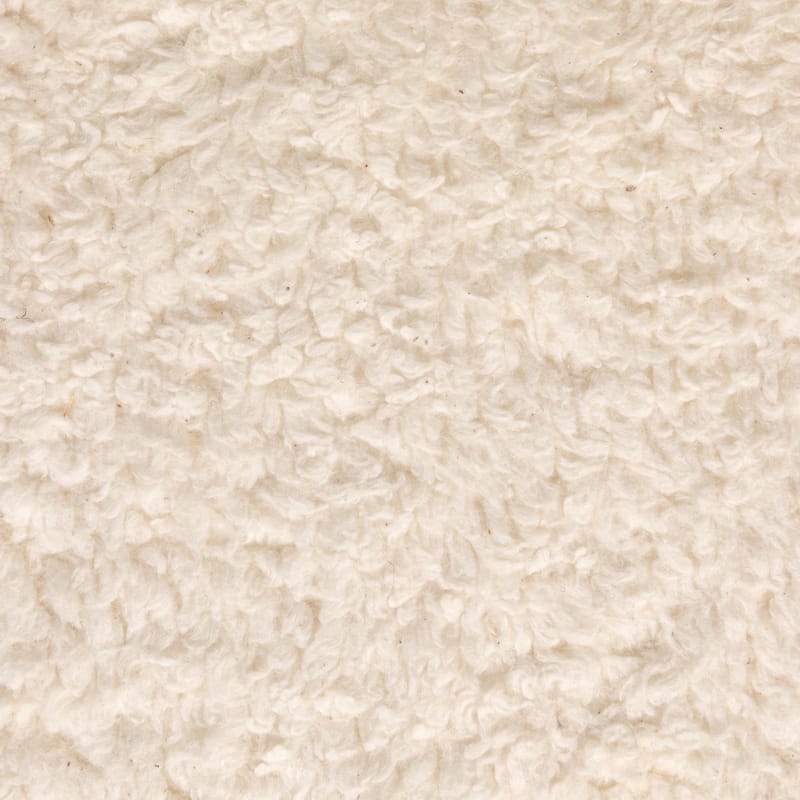 Round Cotton Sherpa Pouf with Pine Wood Feet