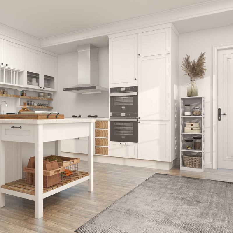 White Wooden 4 Shelves Shelving Unit