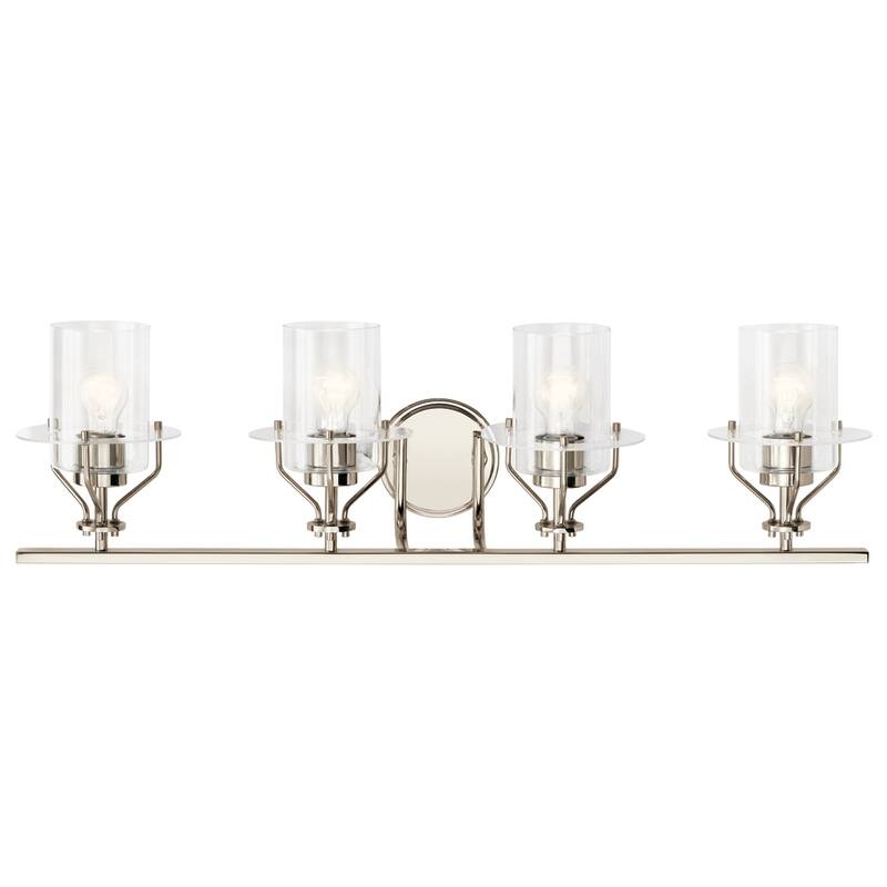 Kichler Everett 24 Inch 4 Light Vanity Light with Clear Glass in Polished Nickel