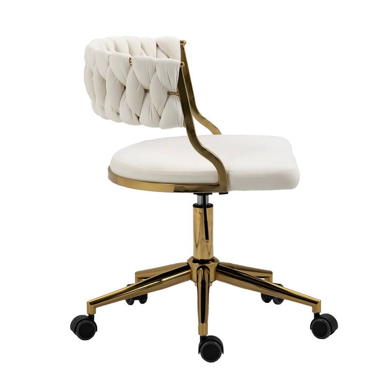 Velvet Home Desk Chair Office Swivel Chair with Wheels and Gold Base