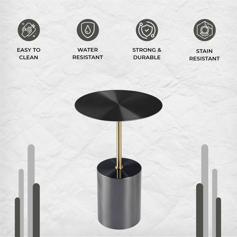 Malta Series Round Side Table - Premium Stainless Steel Pedestal Base - Architectural Accent End Table for Home & Office