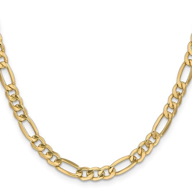 Curata 10k Semi Solid 6.6mm Semi solid Figaro Chain Bracelet