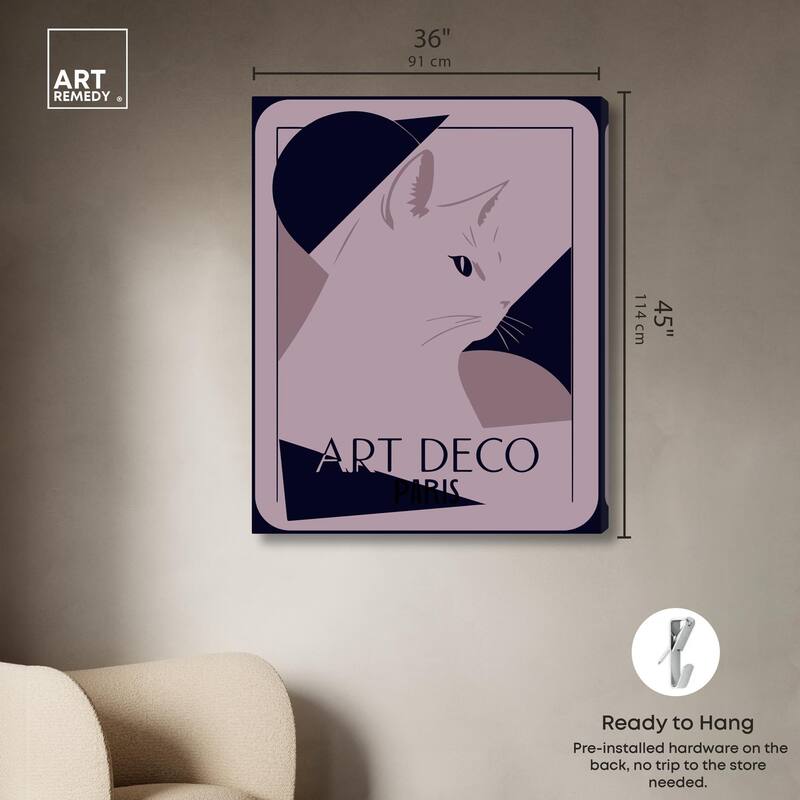 Cat Deco Canvas by Art Remedy, Gallery Wrapped