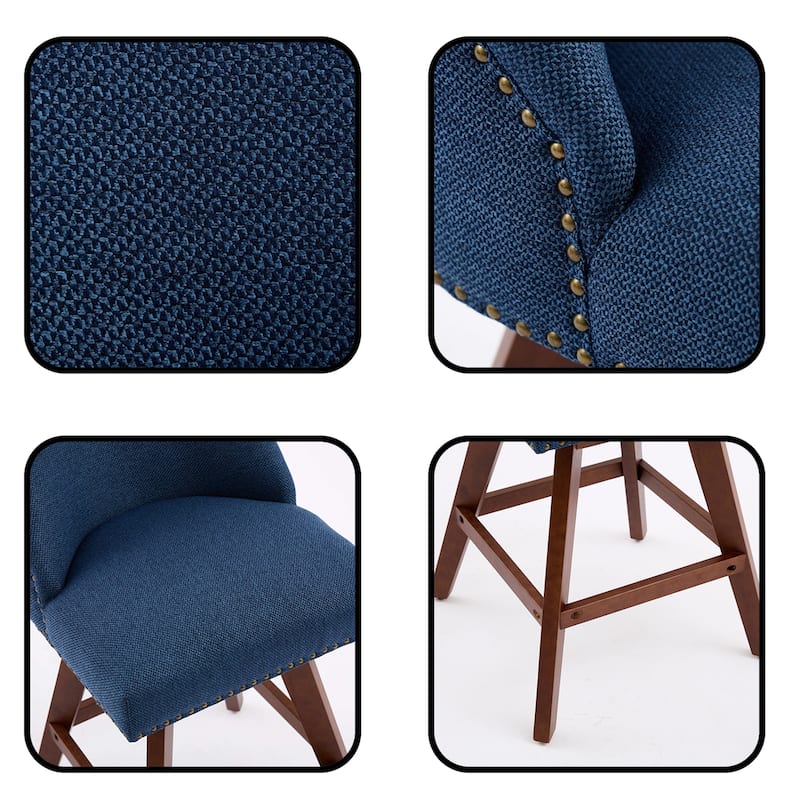 Set of 2 Modern 26H Counter Barstools Swivel Upholstered Fabric Stools Adjustable Height