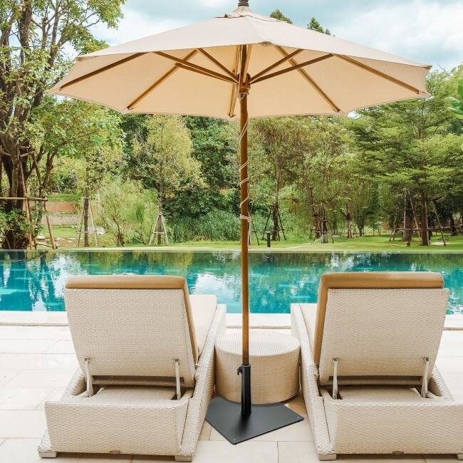 Steel Heavy Duty Patio Market Umbrella Base with 3 Adapters for Backyard - 20''x20'' (L x W x H)