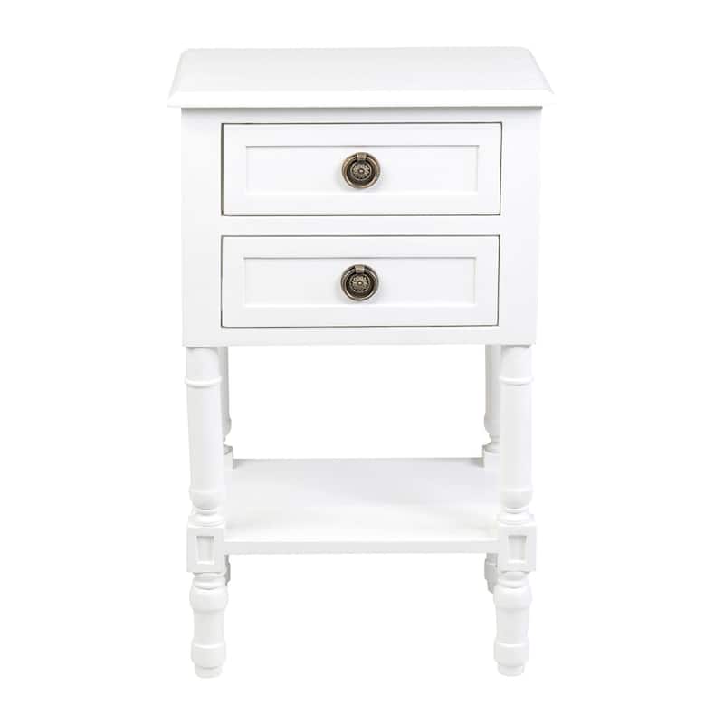 Rustic Solid Wood Side Table With Drawers And Shelf by East at Main