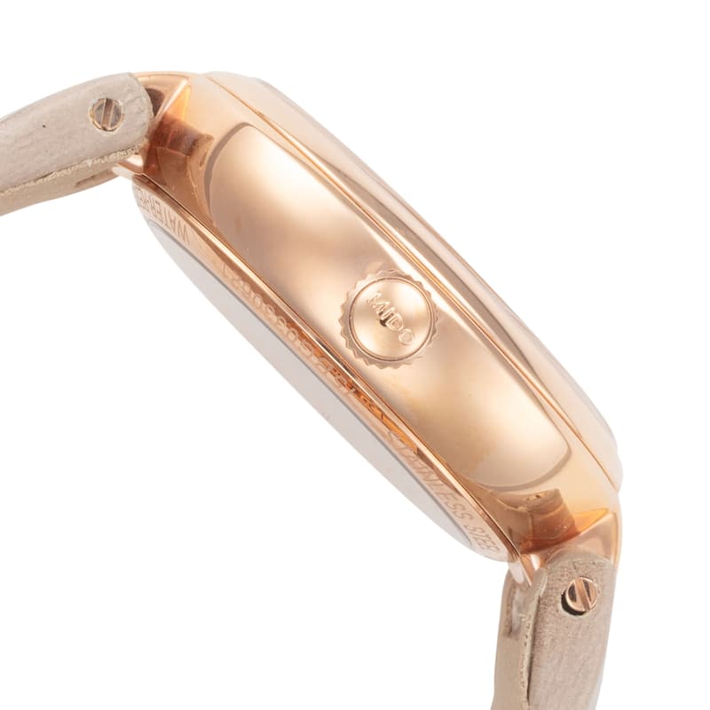 Mido Women's Baroncelli II 33mm White Mother-of-Pearl Dial Leather Automatic Watch - Beige - One Size