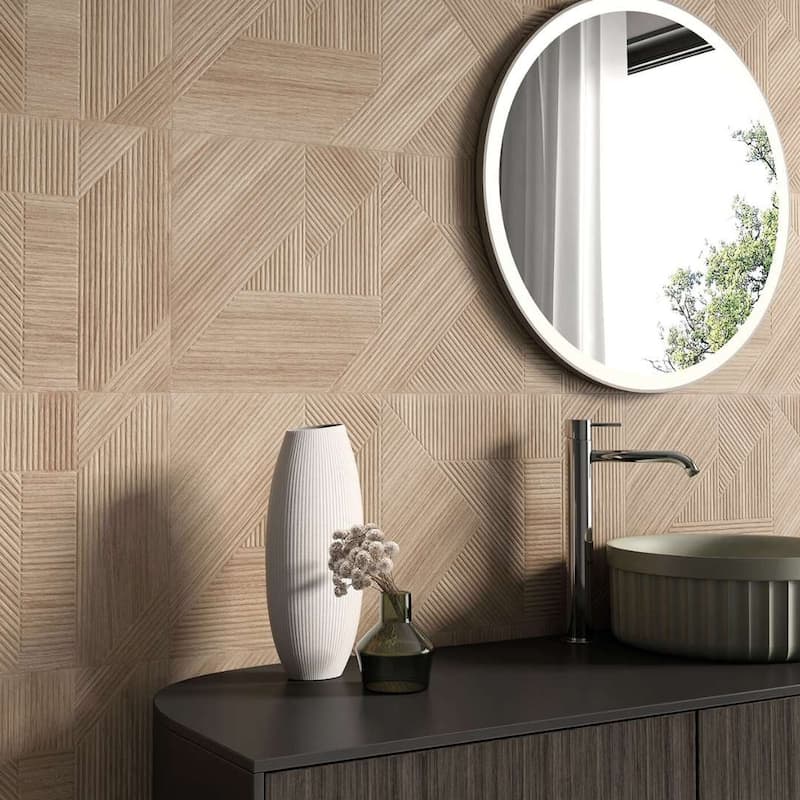 Daintree 14x32 Haya Matte Wood Look Ceramic Wall Relief Tile - Large Format