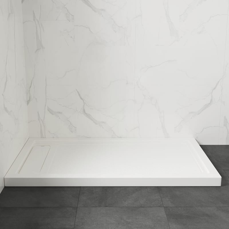 OVE DECORS Adena White Shower Base 60x36 in white - 60 x 32 x 2.8 inches - Side Hidden