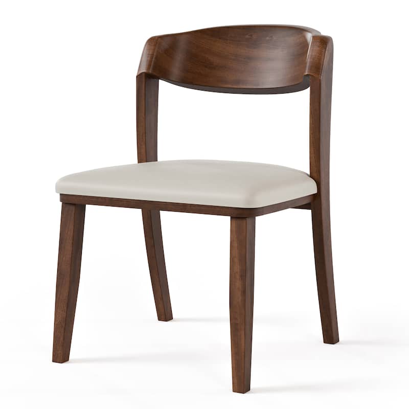 Furniture of America Abigail VI Mid-Century Modern 7-Piece Walnut Solid Wood Dining Set with Padded Chairs