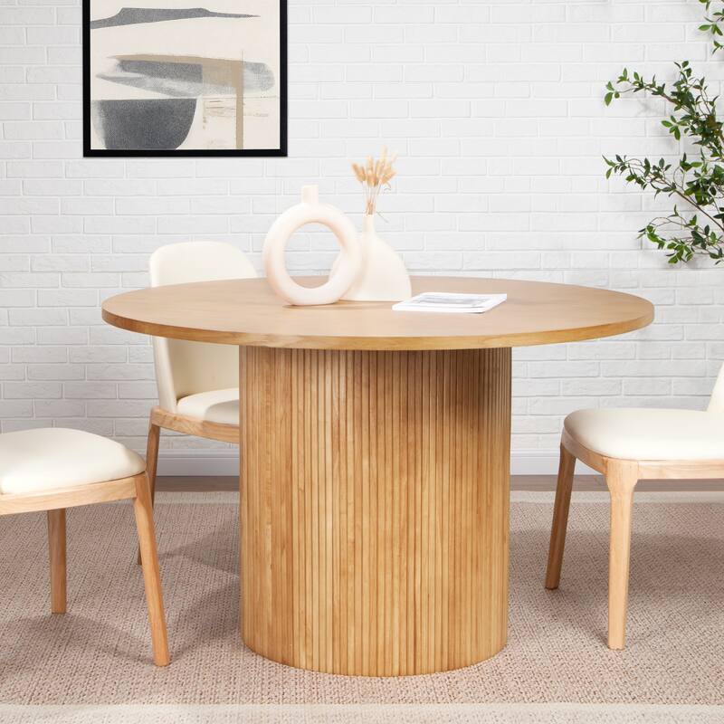 Round Fluted Pedestal Dining Table - Oak