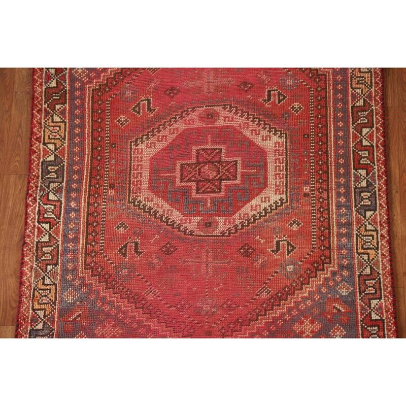 Tribal Qashqai Persian Antique Area Rug Hand-knotted Wool Carpet - 3'4"x 4'10"