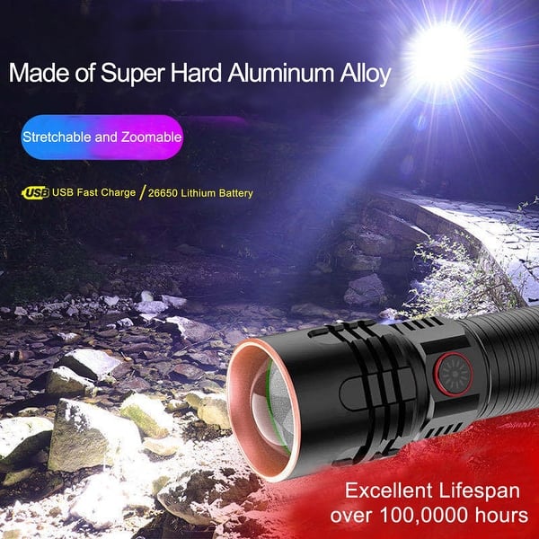100 rechargeable flashlights 990,000 High Lumens, Super Bright Flash Light Long Range 5000ft, 4 Mode with Red LED Flashing Tactical Flashlight, High Powered Flashlight High Beam for Home Emergency Camping The NEBO COLUMBO 100 delivers professional Ggpg 100000 High Lumens Usb
